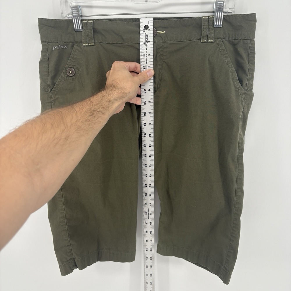 prAna Olive Green Cotton Capri Chino Pants Hiking Outdoor Women 10 - Picture 4 of 8